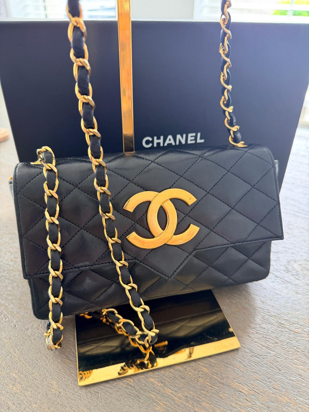 Chanel Vintage Matelasse Mini Shoulder Bag Black Lambskin Leather Single Flap 1986 - 1989