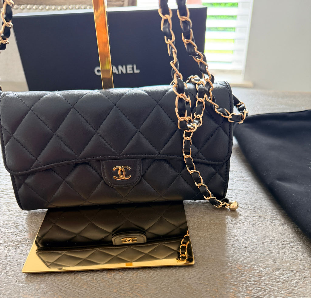 Chanel Matelassé Wallet Black Lambskin Gold Hardware (2022–2024)