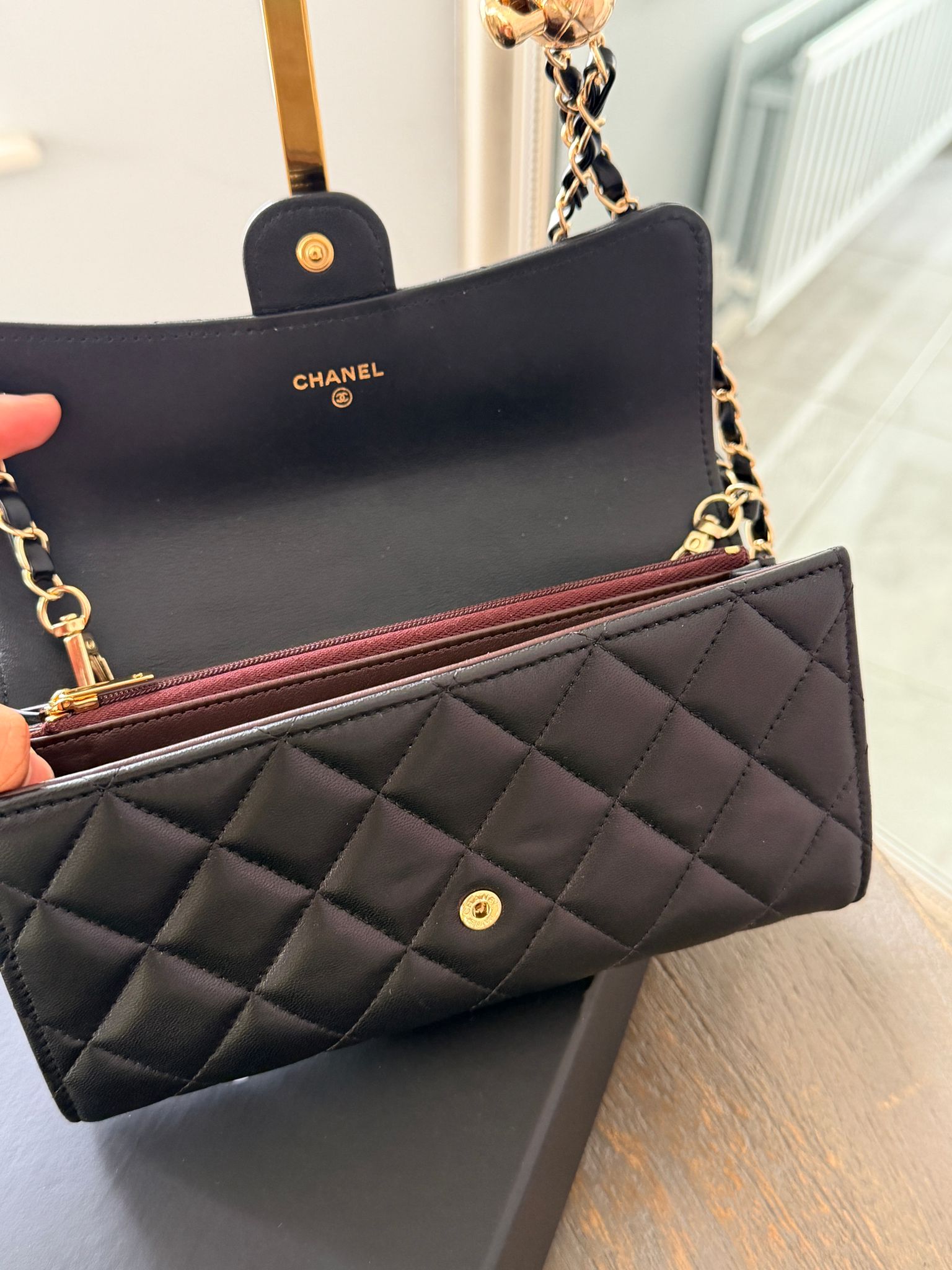 Chanel Matelassé Wallet Black Lambskin Gold Hardware (2022–2024)