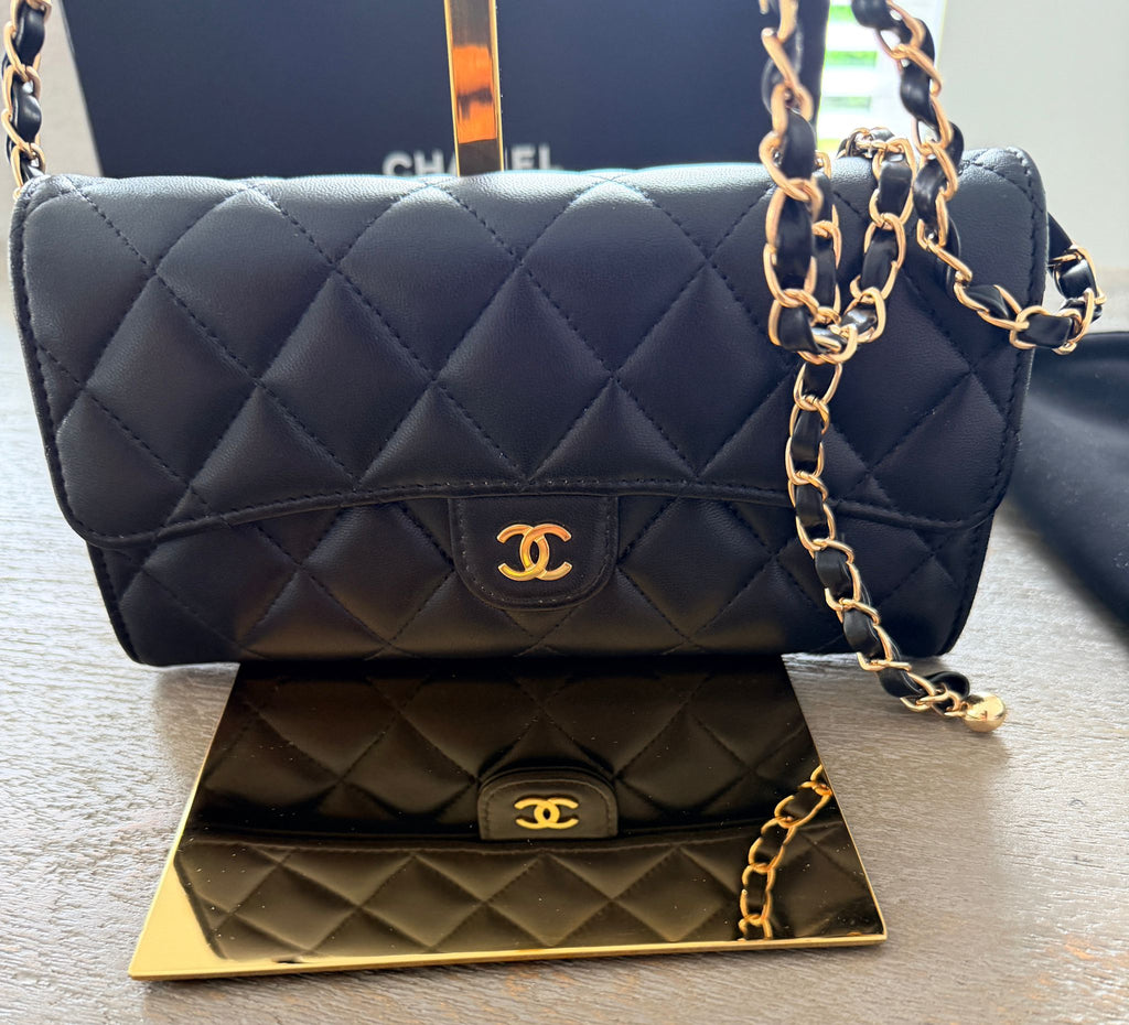 Chanel Matelassé Wallet Black Lambskin Gold Hardware (2022–2024)