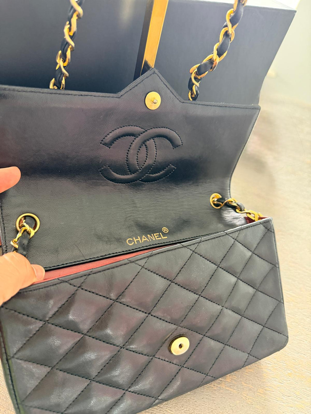 Chanel Vintage Matelasse Mini Shoulder Bag Black Lambskin Leather Single Flap 1986 - 1989