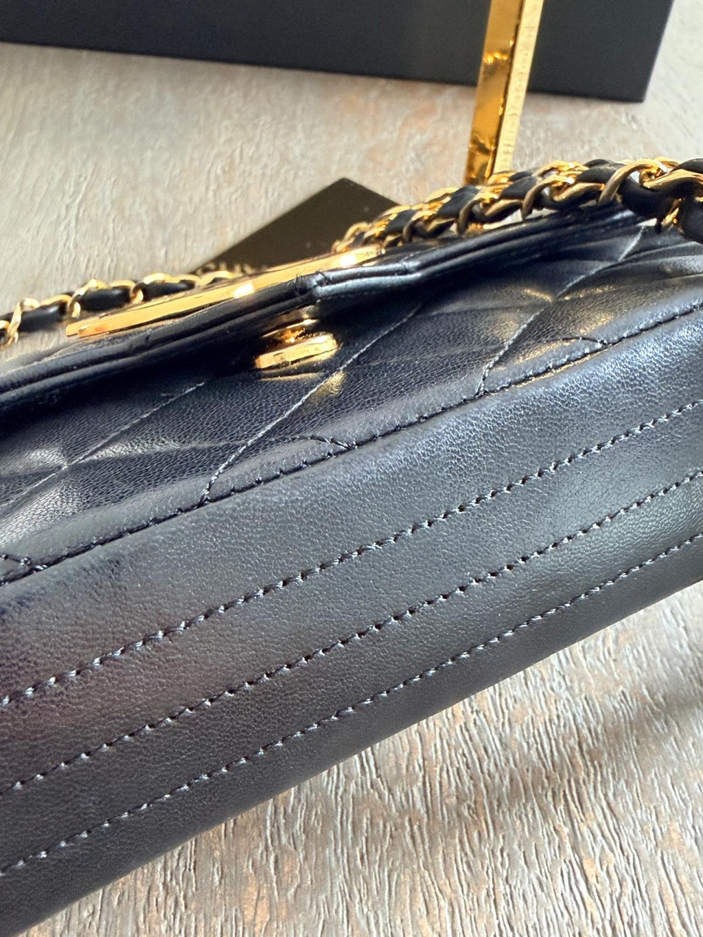 Chanel Vintage Matelasse Mini Shoulder Bag Black Lambskin Leather Single Flap 1986 - 1989