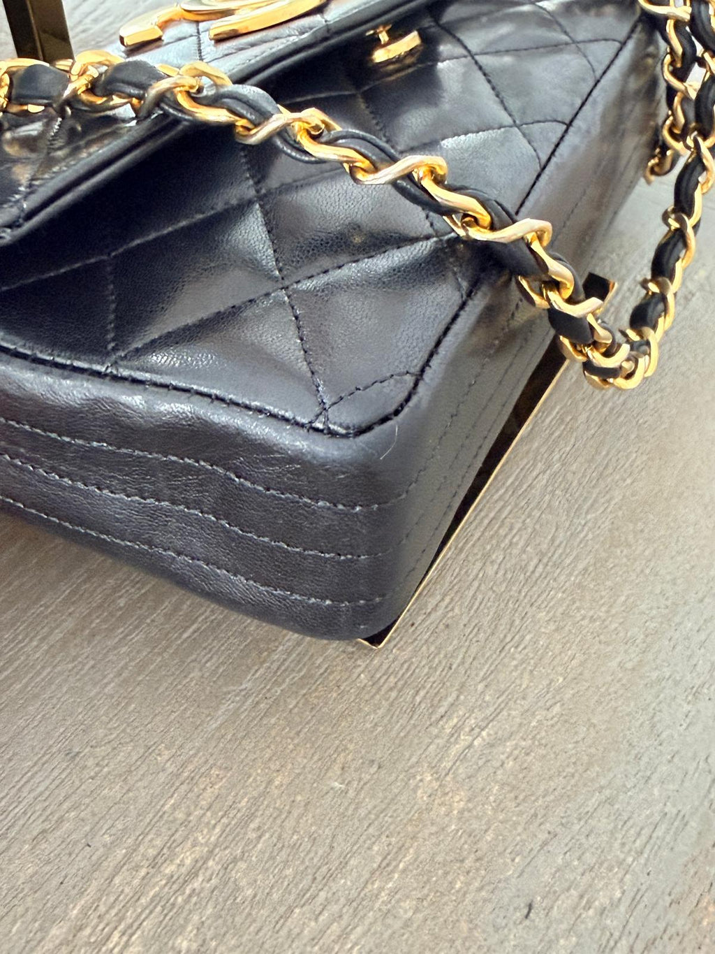 Chanel Vintage Matelasse Mini Shoulder Bag Black Lambskin Leather Single Flap 1986 - 1989