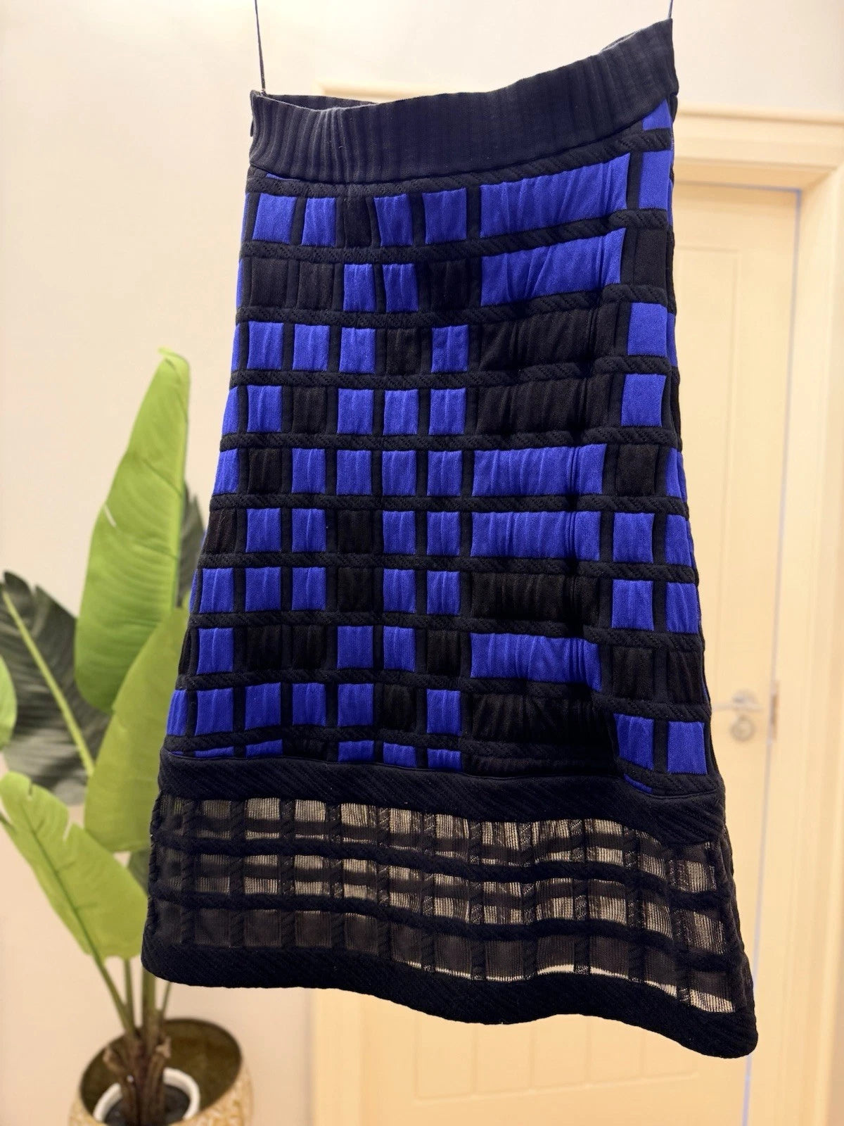 Chanel Checked Bandeau Mini Dress Black & Blue Runway Summer 2013