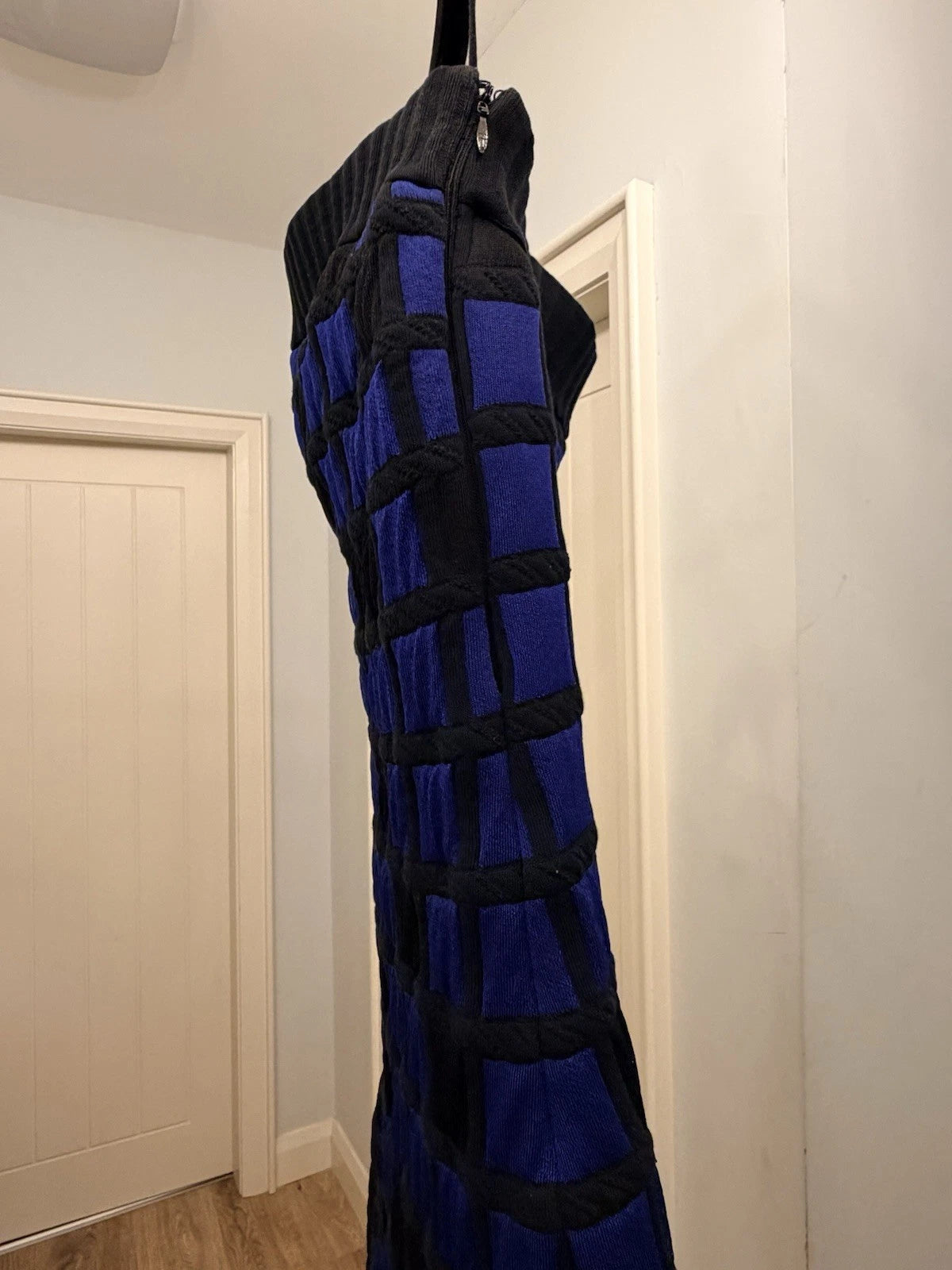 Chanel Checked Bandeau Mini Dress Black & Blue Runway Summer 2013
